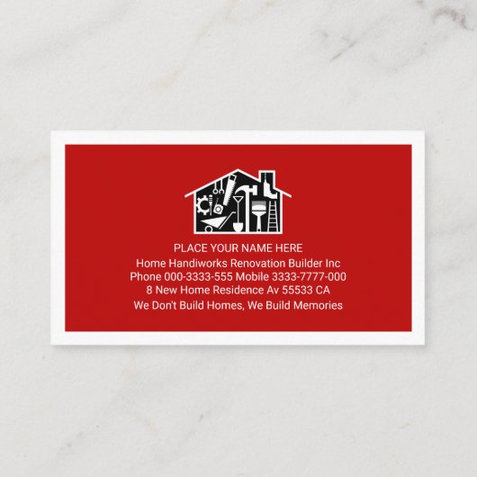 Handyman Signage Frame Builder  Visitekaartje (Achterkant)