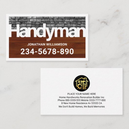 Handyman Signage Frame Renovation Visitekaartje (Voorkant / Achterkant)