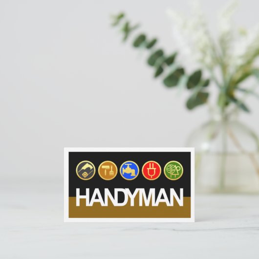 Handyman Signage Gold Workmen Tools Visitekaartje (Staand voorkant)