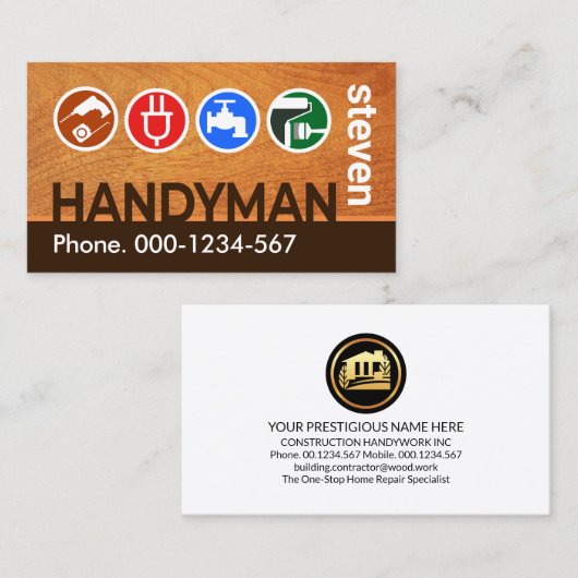 Handyman Signage houtwerk Visitekaartje (Voorkant / Achterkant)
