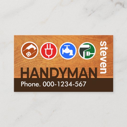 Handyman Signage houtwerk Visitekaartje (Voorkant)