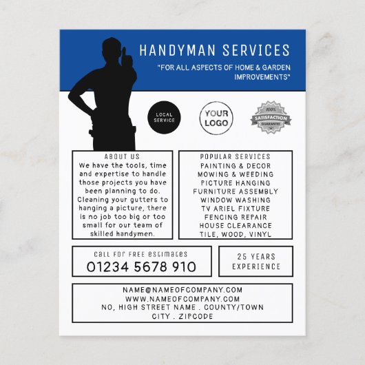 Handyman Silhouette Adverteren Flyer (Voorkant)