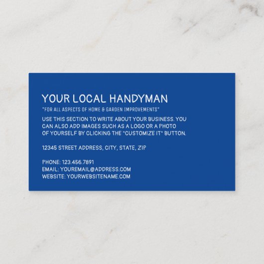 Handyman Silhouette Visitekaartje (Achterkant)