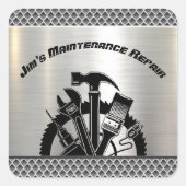 Handyman Steel Bord Maintenance Repair Service Vierkante Sticker (Voorkant)