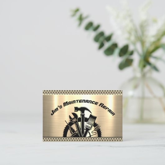 Handyman Steel Bord Maintenance Repair Service Visitekaartje (Staand voorkant)