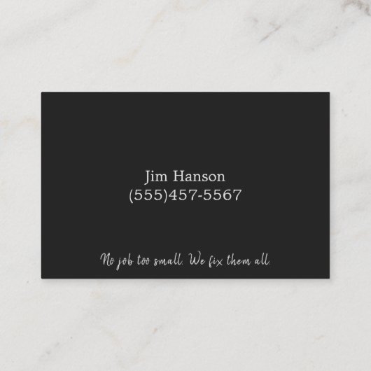 Handyman Steel Bord Maintenance Repair Service Visitekaartje (Achterkant)