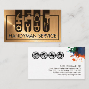 Handyman Tabs op Cooper Bronze Layer Visitekaartje