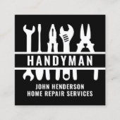 Handyman Terug Wit QR Code Home Reparatie Diensten Vierkante Visitekaartje (Voorkant)