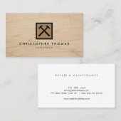 Handyman, timmerman, bouwer bruin Logo op hout Visitekaartje (Voorkant / Achterkant)