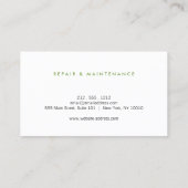 Handyman, timmerman, bouwer groen Logo Visitekaartje (Achterkant)