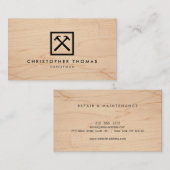 Handyman, timmerman, bouwer Logo op hout II Visitekaartje (Voorkant / Achterkant)
