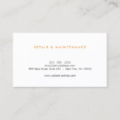 Handyman, timmerman, bouwer Sinaasappel Logo op ho Visitekaartje (Achterkant)