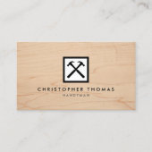Handyman, timmerman, bouwer wit Logo op hout Visitekaartje (Voorkant)