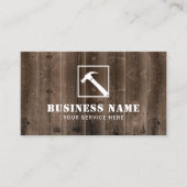 Handyman timmerman hamer Logo rustiek hout Visitekaartje (Voorkant)