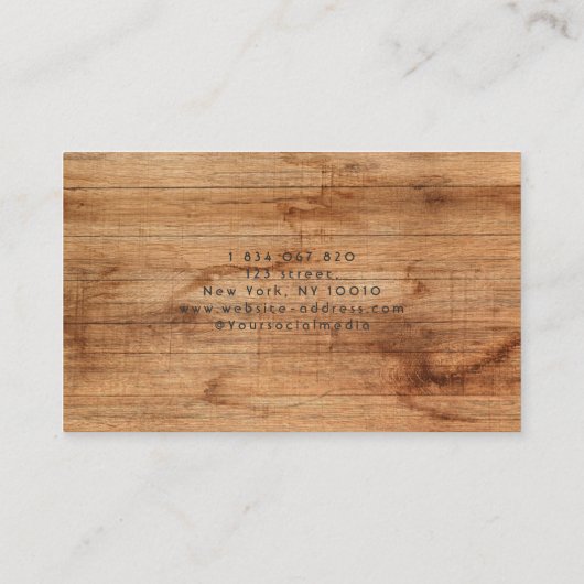 Handyman, timmerman, houtbewerker, hout visitekaartje (Achterkant)