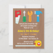 Handyman Tool Boys Birthday Party-uitnodigingen Kaart (Voorkant)