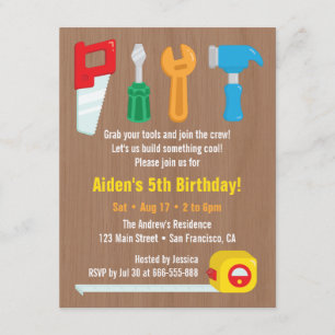 Handyman Tool Boys Birthday Party-uitnodigingen Kaart