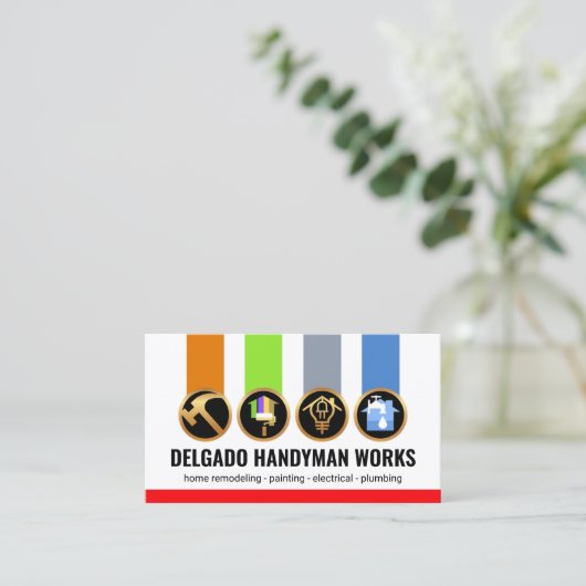 Handyman Tool Building Medals Visitekaartje (Staand voorkant)