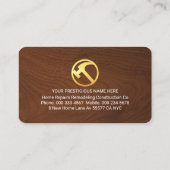 Handyman Tool Icons On Gold Tab Timber Wood Visitekaartje (Achterkant)