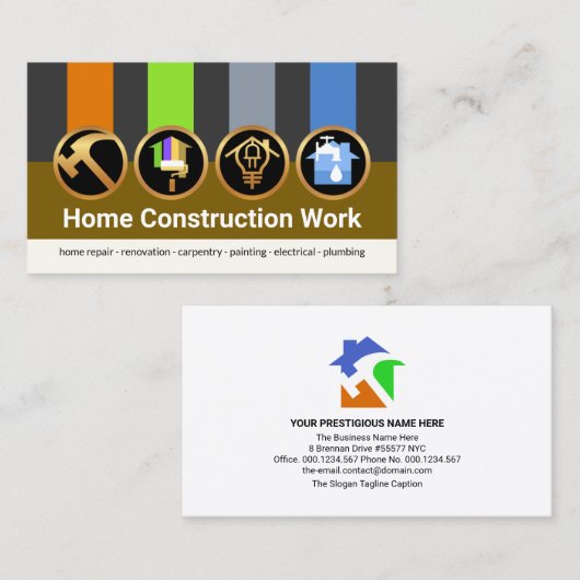 Handyman Tool Medals kleurrijke lagen constructie Visitekaartje (Voorkant / Achterkant)