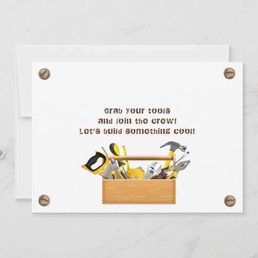 Handyman Tools and Gadgets Birthday Party Invitati Kaart (Achterkant)