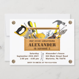 Handyman Tools and Gadgets Birthday Party Invitati Kaart