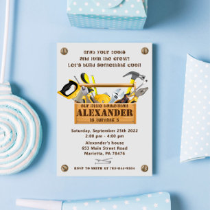 Handyman Tools and Gadgets Birthday Party Invitati Kaart