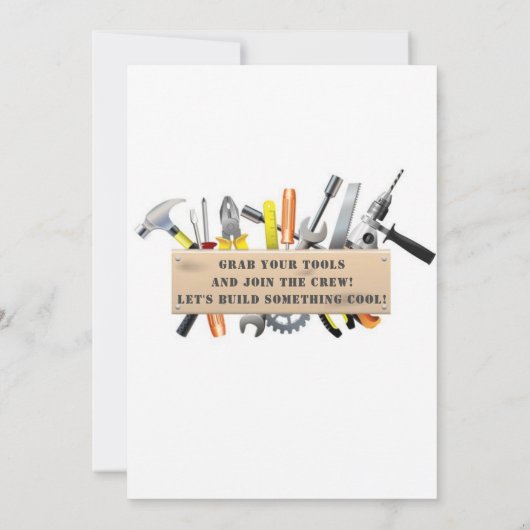 Handyman Tools and Gadgets Birthday Party Kaart (Achterkant)