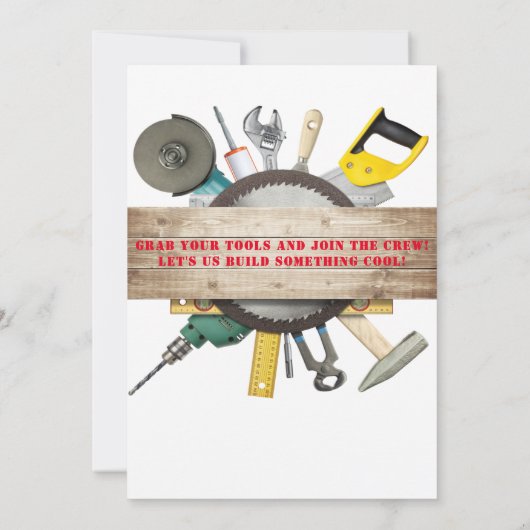 Handyman Tools and Gadgets Birthday Party Kaart (Achterkant)