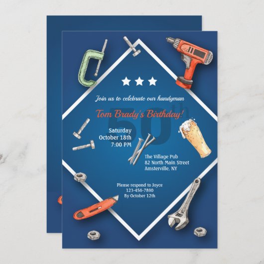 Handyman Tools Birthday Kaart (Voorkant / Achterkant)