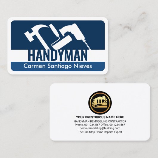 Handyman Tools Blue Layers Visitekaartje (Voorkant / Achterkant)