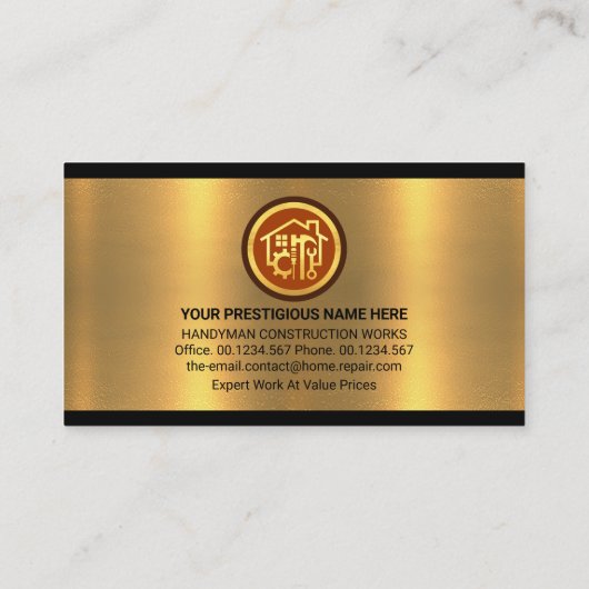 Handyman tools bouwen op goud visitekaartje (Achterkant)