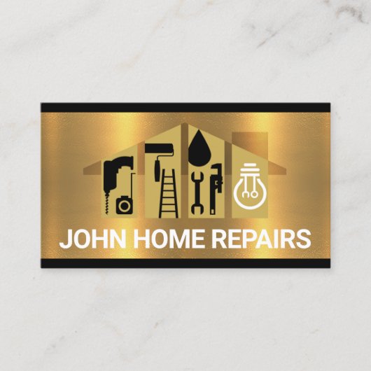 Handyman tools bouwen op goud visitekaartje (Voorkant)