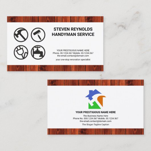 Handyman Tools Contractant voor houtkap Visitekaartje (Voorkant / Achterkant)