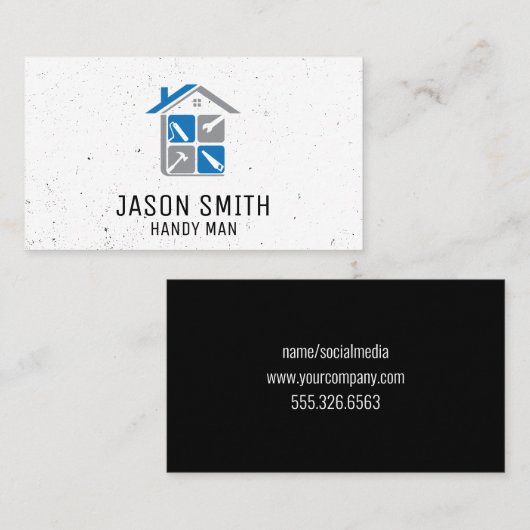 Handyman Tools en Home Icon Visitekaartje (Voorkant / Achterkant)