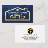 Handyman Tools Gold Building Frame Business Card Visitekaartje (Voorkant / Achterkant)