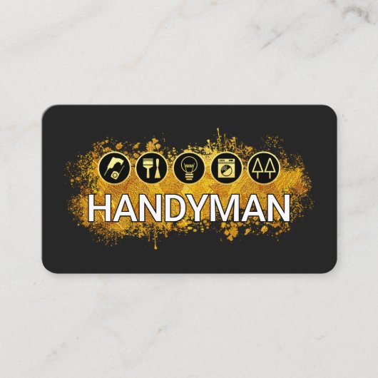 Handyman Tools Gold Paint Splatter Visitekaartje (Voorkant)