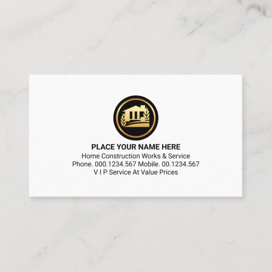 Handyman Tools Gold Rooftop Building Visitekaartje (Achterkant)