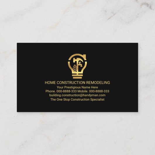 Handyman Tools Gold Stripe Contractor Visitekaartje (Achterkant)