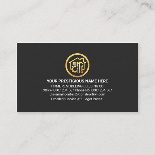 Handyman Tools Goud Zwart Lagen Visitekaartje (Achterkant)