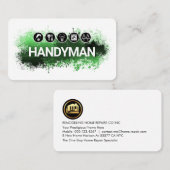 Handyman Tools Green Paint Splatter Visitekaartje (Voorkant / Achterkant)