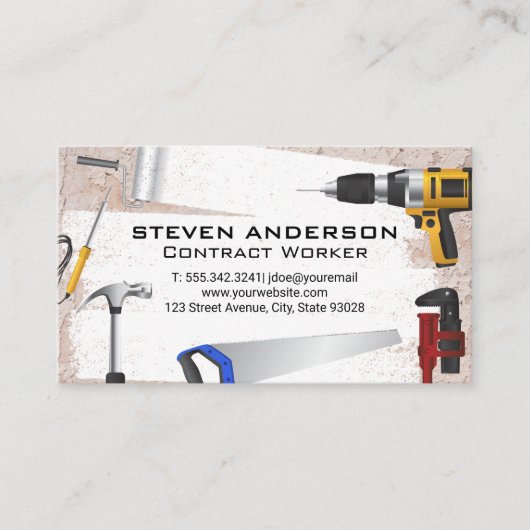 Handyman Tools | Grunge Texture Wall Visitekaartje (Voorkant)