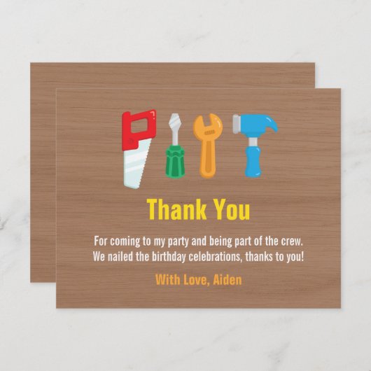 Handyman Tools Hartelijk dank Bedankkaart (Voorkant / Achterkant)