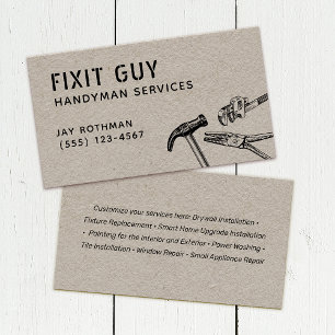 Handyman Tools, Home Improvement Kraft Business Ca Visitekaartje