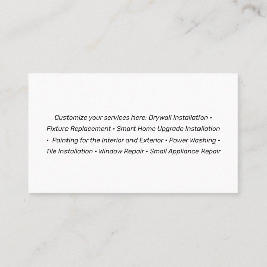 Handyman Tools, Home Improvement Rustic Business C Visitekaartje (Achterkant)