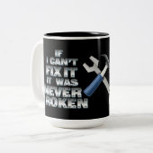 Handyman Tools Humor Tweekleurige Koffiemok (Voorkant links)