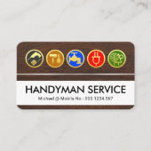 Handyman Tools Icon On Timber Wood Grain Visitekaartje (Voorkant)