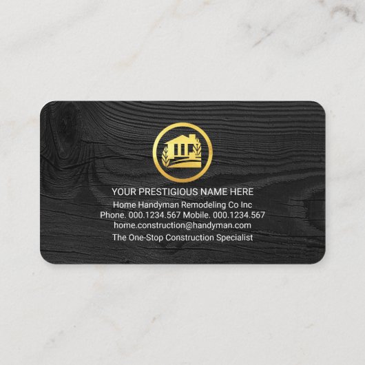 Handyman Tools In Gold Building Frame Visitekaartje (Achterkant)