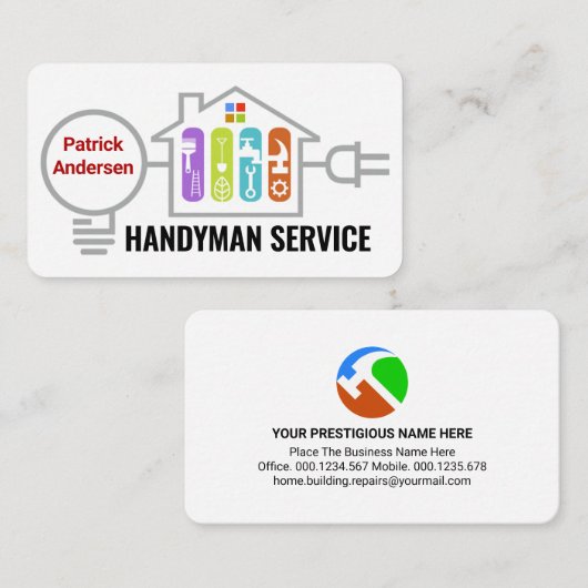 Handyman Tools Inside Home Electrical Wiring Visitekaartje (Voorkant / Achterkant)