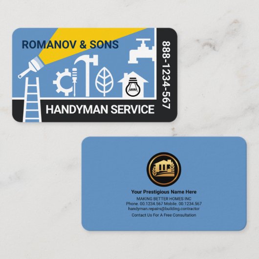 Handyman Tools Landscape Lijst Visitekaartje (Voorkant / Achterkant)